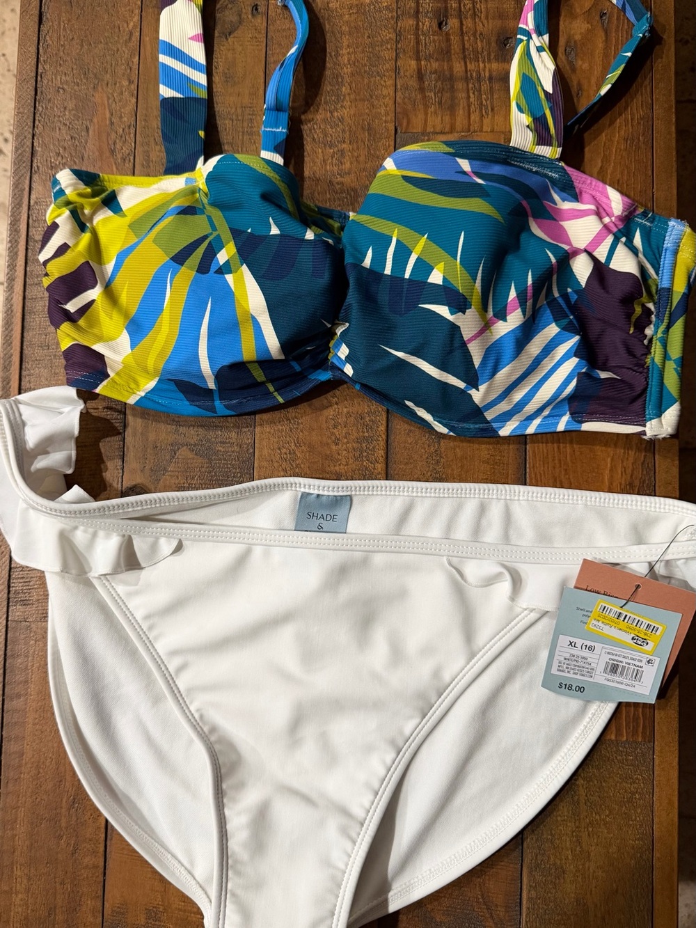 Target Women's Tropical Print Underwire Bikini Top with White Bikini Bottoms